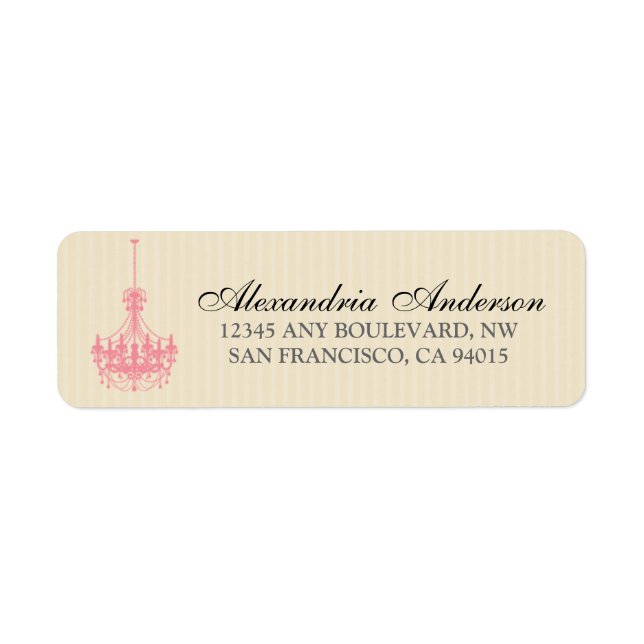 Classy Chandelier Return Address Label (pink) (Front)