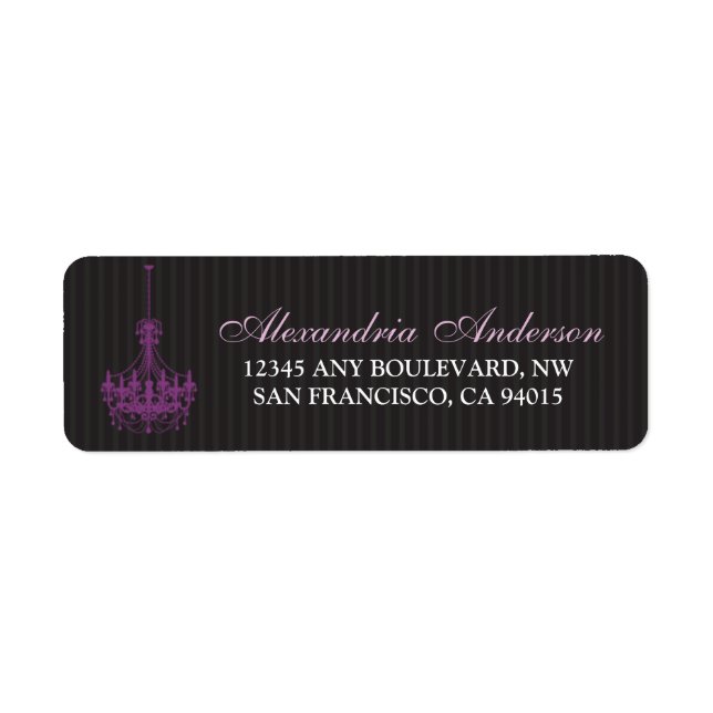 Classy Chandelier Return Address Label (purple) (Front)