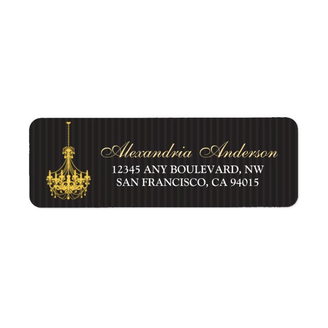 Classy Chandelier Return Address Label (yellow) (Front)