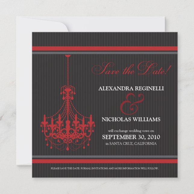 Classy Chandelier Save the Date (black/red) (Front)