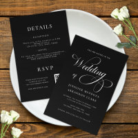 Classy Chic Calligraphy Black All in One Wedding
