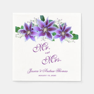 Classy Chic Clematis Wedding Napkin