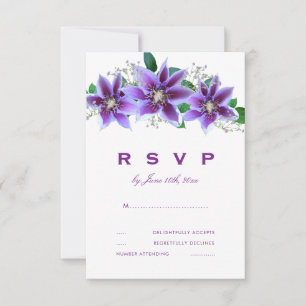 Classy Chic Clematis Wedding RSVP Card