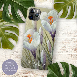 Classy Chic Crocuses Fine Art Botanical Drawing iPhone 11 Pro Max Case
