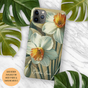 Classy Chic Daffodils Fine Art Botanical Drawing iPhone 11 Pro Max Case