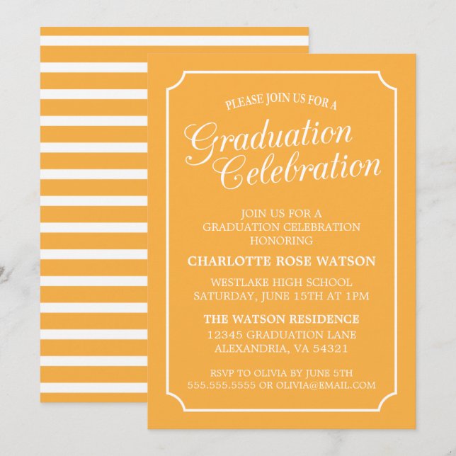 CLASSY CHIC ELEGANT GRADUATION PARTY INVITATION (Front/Back)