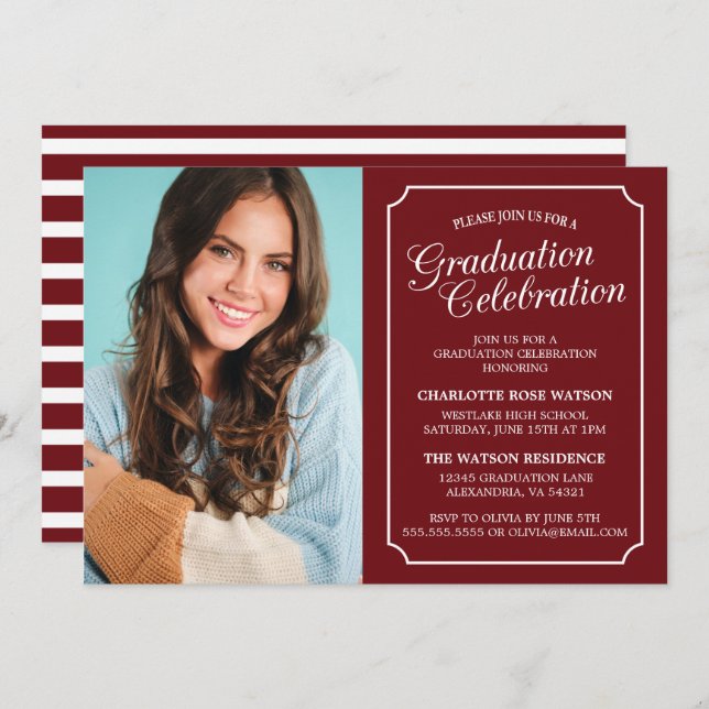 CLASSY CHIC ELEGANT GRADUATION PARTY INVITATION (Front/Back)