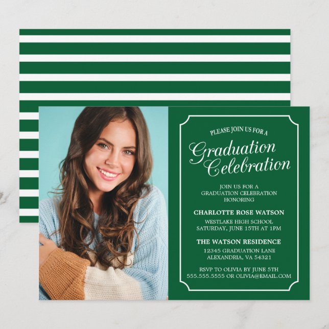 CLASSY CHIC ELEGANT GRADUATION PARTY INVITATION (Front/Back)