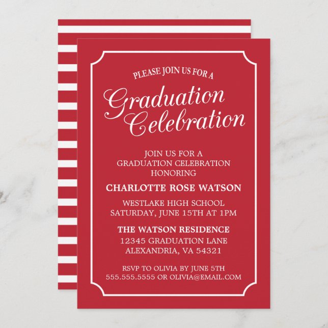 CLASSY CHIC ELEGANT GRADUATION PARTY INVITATION (Front/Back)