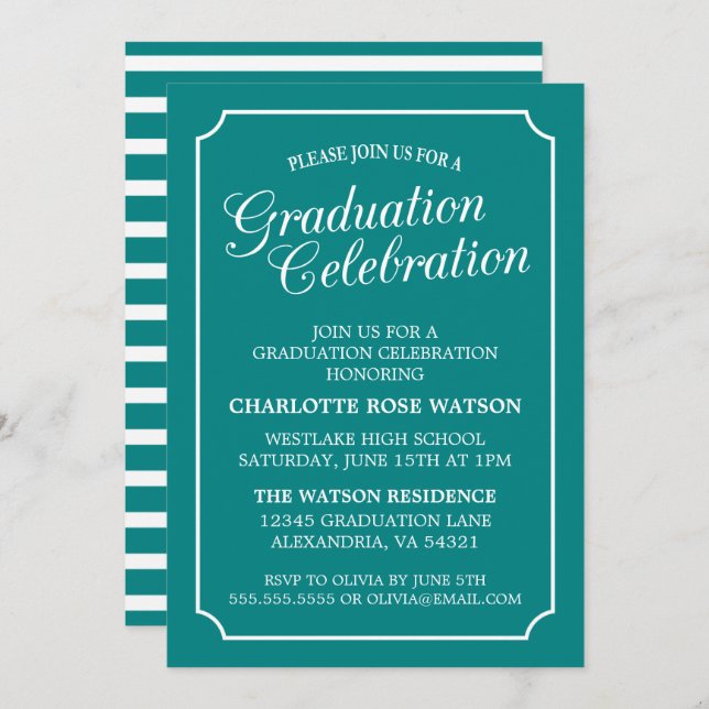 CLASSY CHIC ELEGANT GRADUATION PARTY INVITATION (Front/Back)