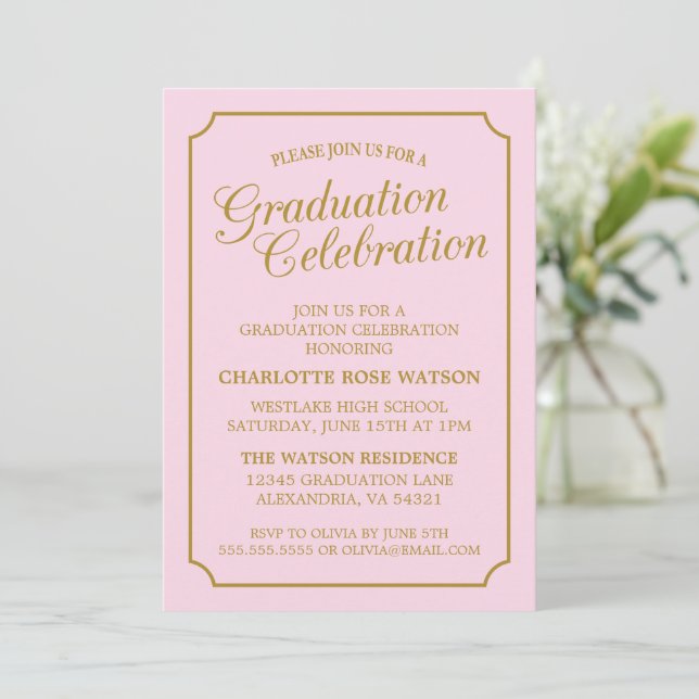 CLASSY CHIC ELEGANT GRADUATION PARTY INVITATION (Standing Front)