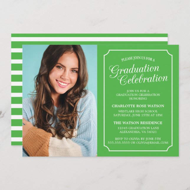 CLASSY CHIC ELEGANT GRADUATION PARTY INVITATION (Front/Back)