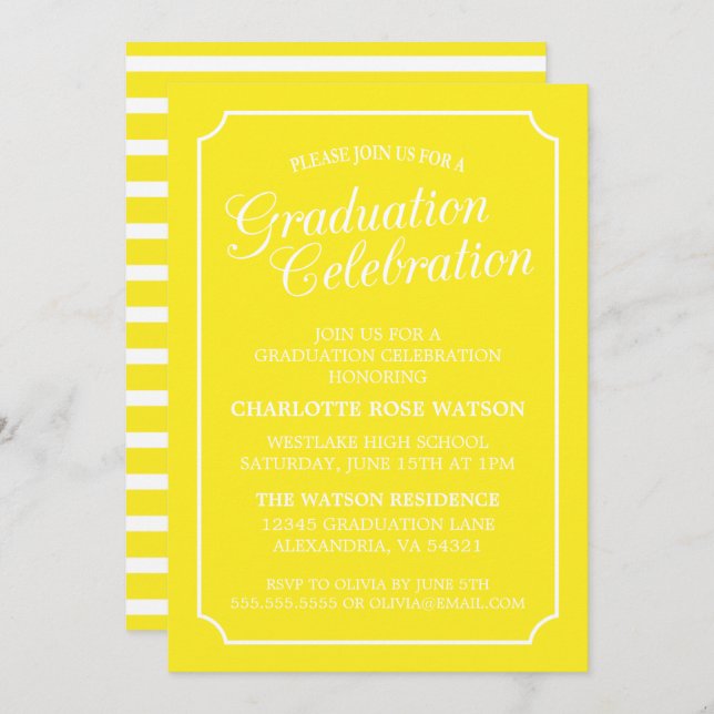 CLASSY CHIC ELEGANT GRADUATION PARTY INVITATION (Front/Back)