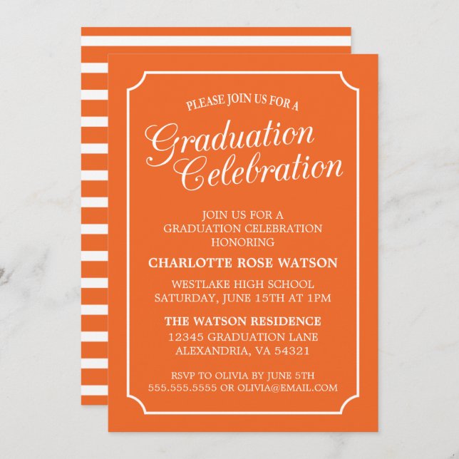 CLASSY CHIC ELEGANT GRADUATION PARTY INVITATION (Front/Back)
