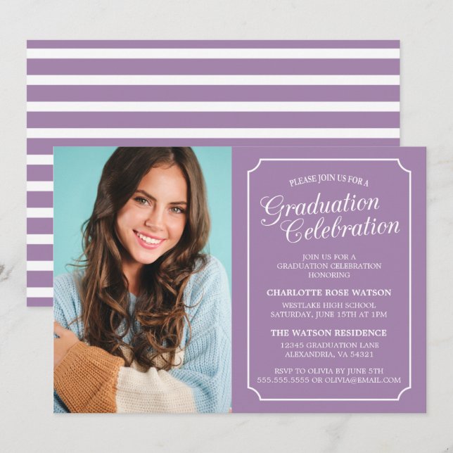 CLASSY CHIC ELEGANT GRADUATION PARTY INVITATION (Front/Back)