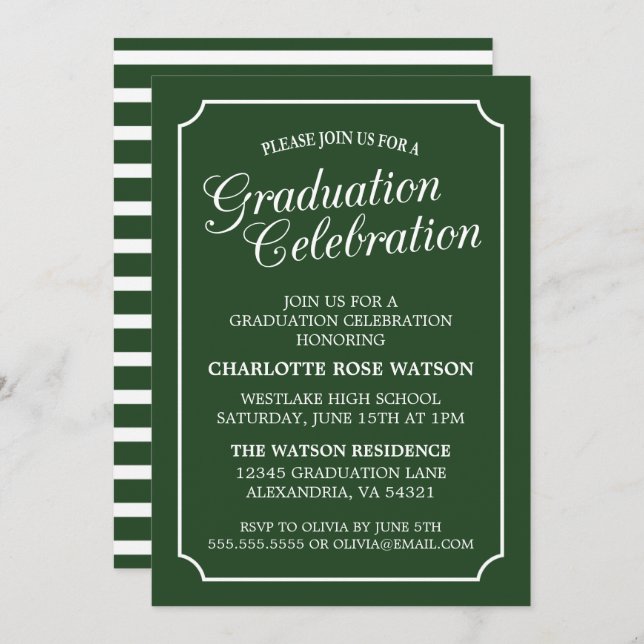 CLASSY CHIC ELEGANT GRADUATION PARTY INVITATION (Front/Back)