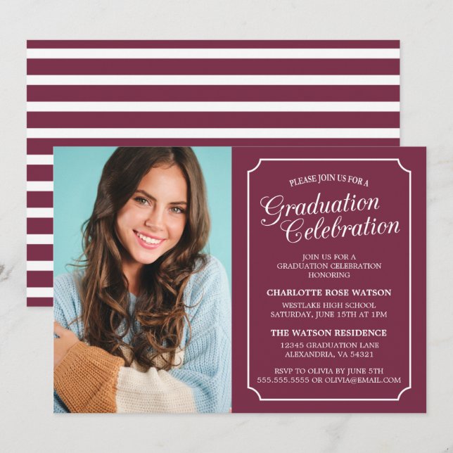 CLASSY CHIC ELEGANT GRADUATION PARTY INVITATION (Front/Back)