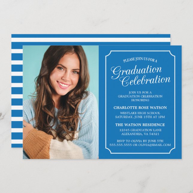 CLASSY CHIC ELEGANT GRADUATION PARTY INVITATION (Front/Back)