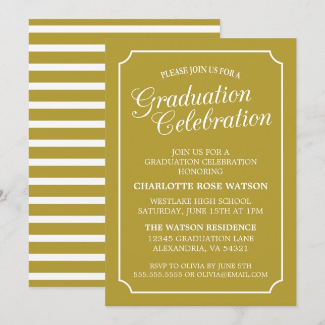 CLASSY CHIC ELEGANT GRADUATION PARTY INVITATION (Front/Back)