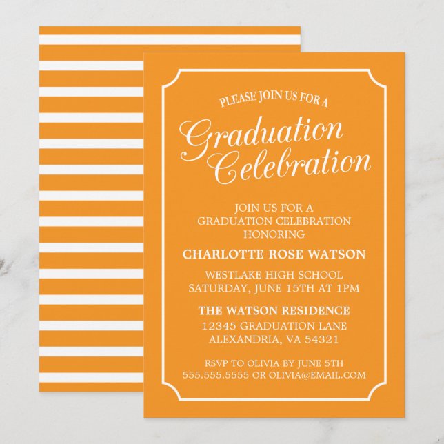 CLASSY CHIC ELEGANT GRADUATION PARTY INVITATION (Front/Back)
