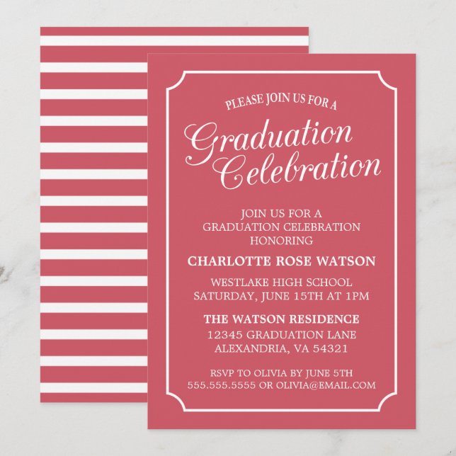 CLASSY CHIC ELEGANT GRADUATION PARTY INVITATION (Front/Back)