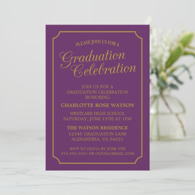 CLASSY CHIC ELEGANT GRADUATION PARTY INVITATION (Standing Front)