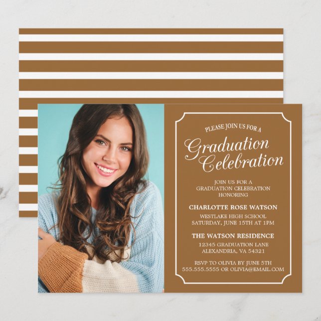 CLASSY CHIC ELEGANT GRADUATION PARTY INVITATION (Front/Back)