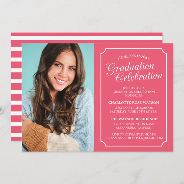 CLASSY CHIC ELEGANT GRADUATION PARTY INVITATION (Front/Back)