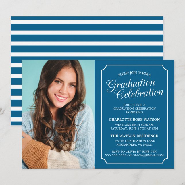 CLASSY CHIC ELEGANT GRADUATION PARTY INVITATION (Front/Back)