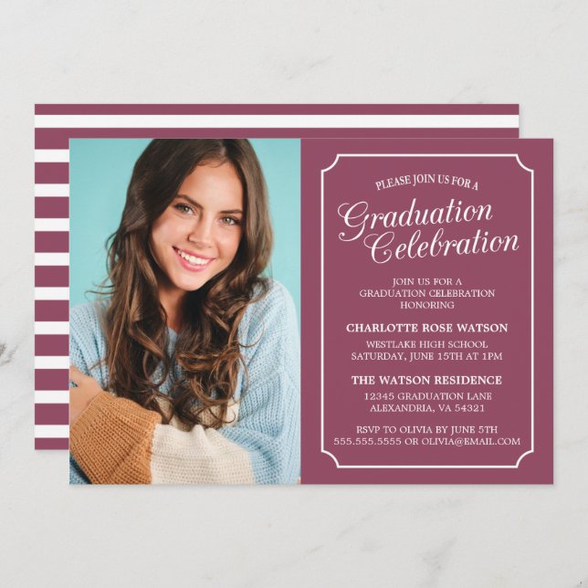 CLASSY CHIC ELEGANT GRADUATION PARTY INVITATION (Front/Back)