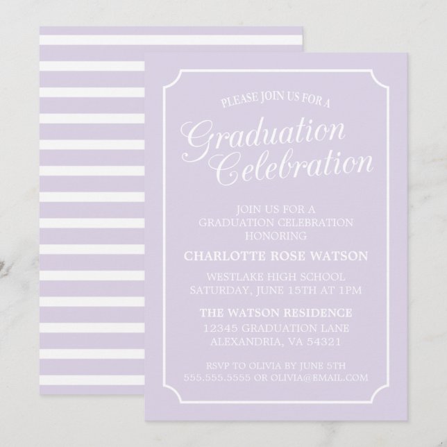 CLASSY CHIC ELEGANT GRADUATION PARTY INVITATION (Front/Back)