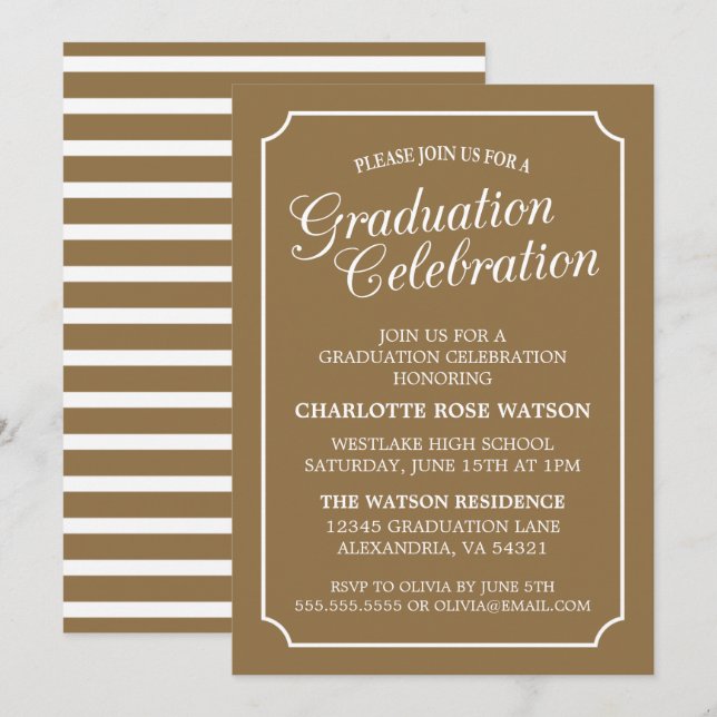 CLASSY CHIC ELEGANT GRADUATION PARTY INVITATION (Front/Back)