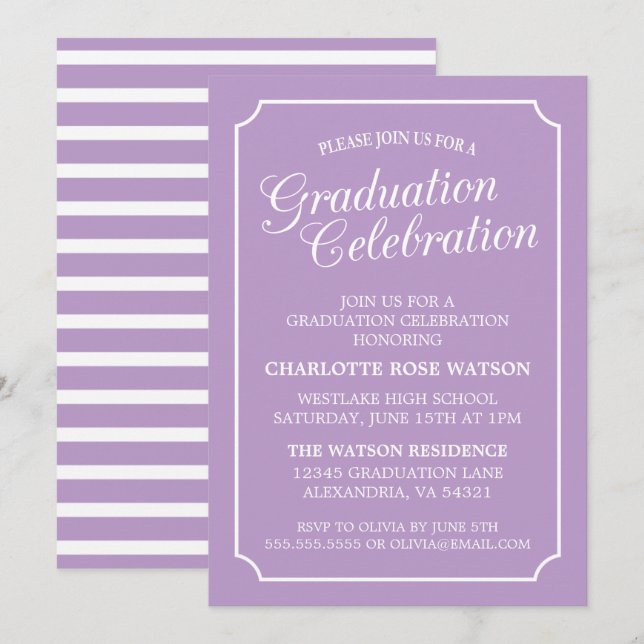 CLASSY CHIC ELEGANT GRADUATION PARTY INVITATION (Front/Back)
