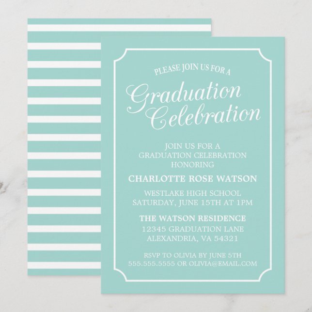 CLASSY CHIC ELEGANT GRADUATION PARTY INVITATION (Front/Back)