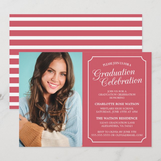 CLASSY CHIC ELEGANT GRADUATION PARTY INVITATION (Front/Back)