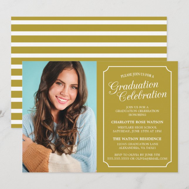 CLASSY CHIC ELEGANT GRADUATION PARTY INVITATION (Front/Back)