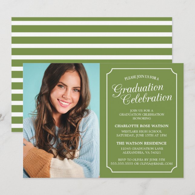 CLASSY CHIC ELEGANT GRADUATION PARTY INVITATION (Front/Back)