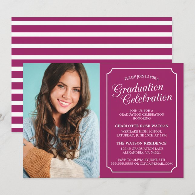 CLASSY CHIC ELEGANT GRADUATION PARTY INVITATION (Front/Back)