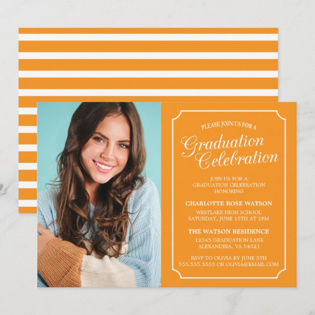 CLASSY CHIC ELEGANT GRADUATION PARTY INVITATION (Front/Back)