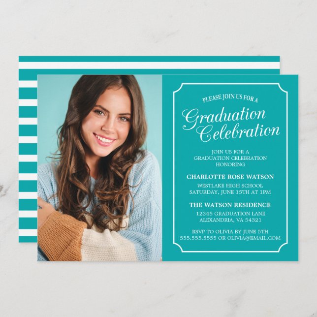 CLASSY CHIC ELEGANT GRADUATION PARTY INVITATION (Front/Back)
