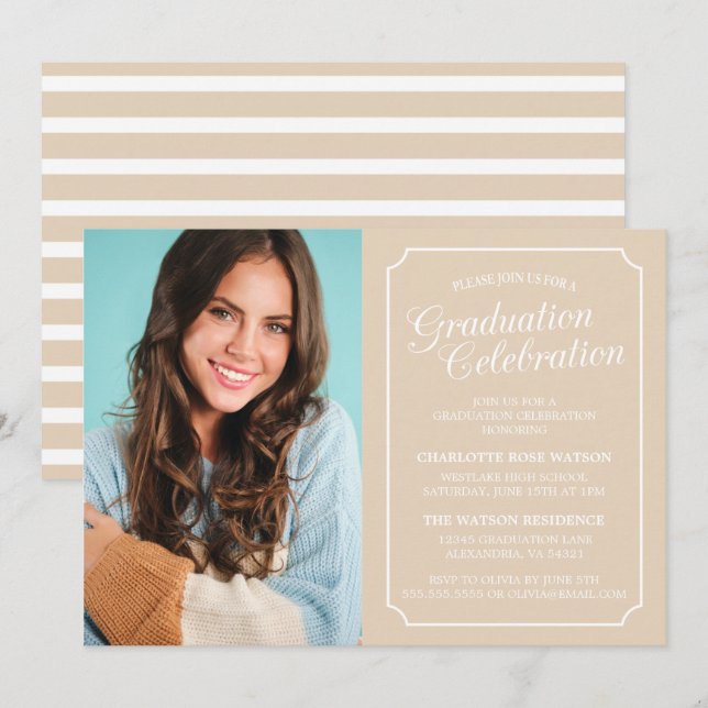 CLASSY CHIC ELEGANT GRADUATION PARTY INVITATION (Front/Back)