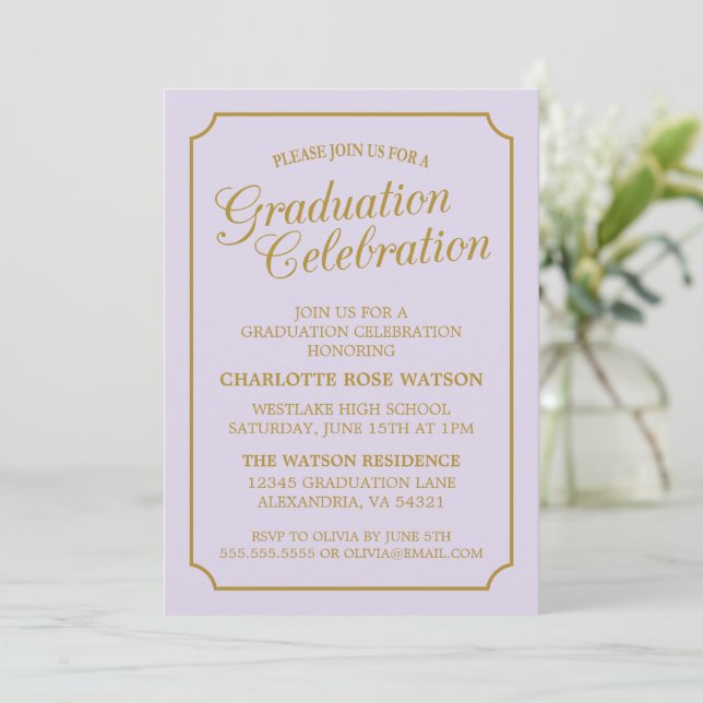 CLASSY CHIC ELEGANT GRADUATION PARTY INVITATION (Standing Front)