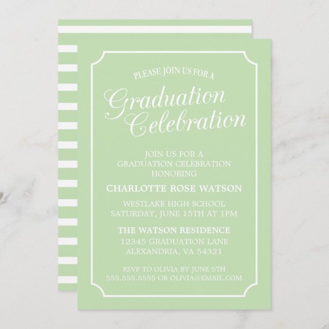 CLASSY CHIC ELEGANT GRADUATION PARTY INVITATION (Front/Back)
