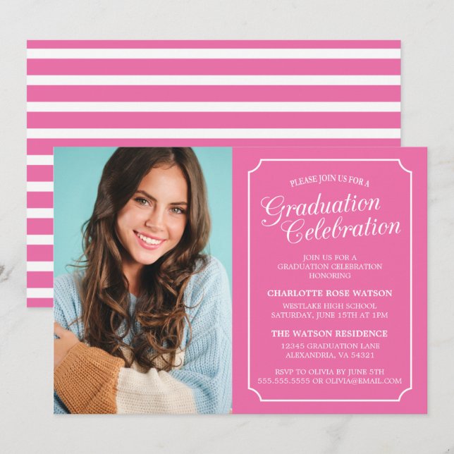 CLASSY CHIC ELEGANT GRADUATION PARTY INVITATION (Front/Back)