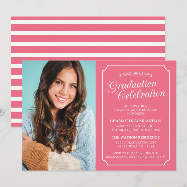CLASSY CHIC ELEGANT GRADUATION PARTY INVITATION (Front/Back)