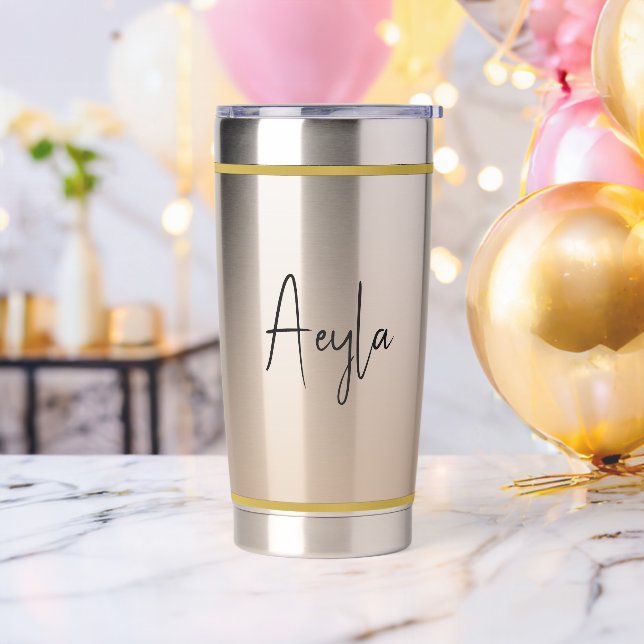 Classy Chic Elegant Modern Champagne Personalised Insulated Tumbler (Bachelor Party)