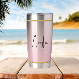 Classy Chic Elegant Modern Pink Personalised Insulated Tumbler