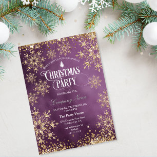 Classy Chic Gold Glitter Corporate Christmas Party Invitation