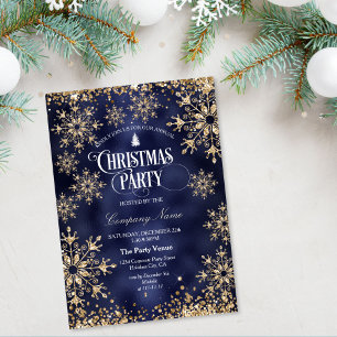 Classy Chic Gold Glitter Corporate Christmas Party Invitation