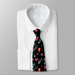 Classy Chic Hearts and Snowflakes Valentines Day Tie